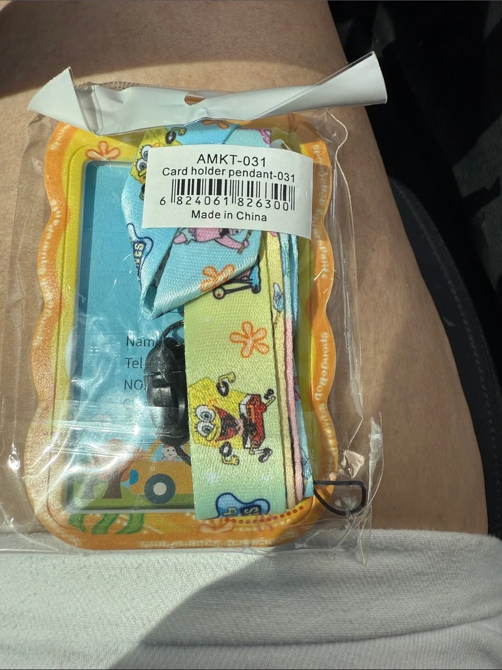 SpongeBob SquarePants Yellow Orange ID Badge Holder with Blue Accents